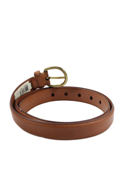 Ralph Lauren Womens Leather Silver Tone Buckle Classic Belt Light Brown Size 36