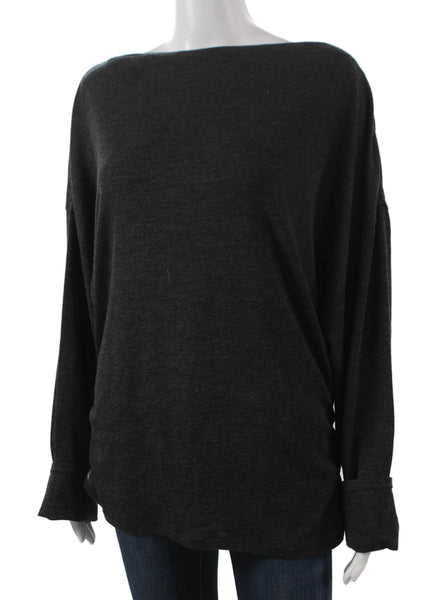 Vince Women Pullover Wool Boat Neck Gray Long Sleeve Sweater Size XL