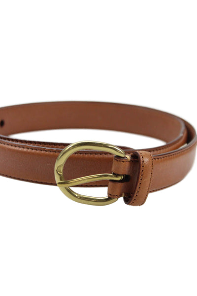 Ralph Lauren Womens Leather Silver Tone Buckle Classic Belt Light Brown Size 36