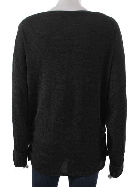 Vince Women Pullover Wool Boat Neck Gray Long Sleeve Sweater Size XL
