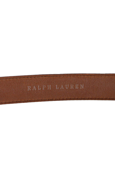 Ralph Lauren Womens Leather Silver Tone Buckle Classic Belt Light Brown Size 36