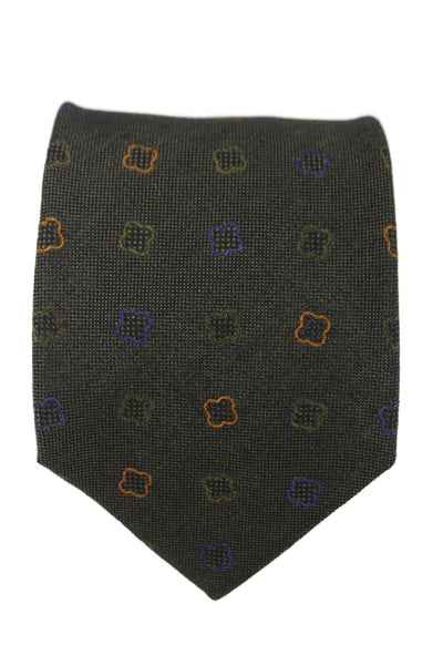 Gierre Mens Geometric Print Classic Tie Green