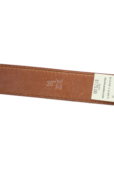 Ralph Lauren Womens Leather Silver Tone Buckle Classic Belt Light Brown Size 36