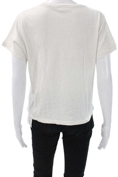 Re/Done Women Basic T-Shirt White Cotton Crew Neck Short Sleeve Size S