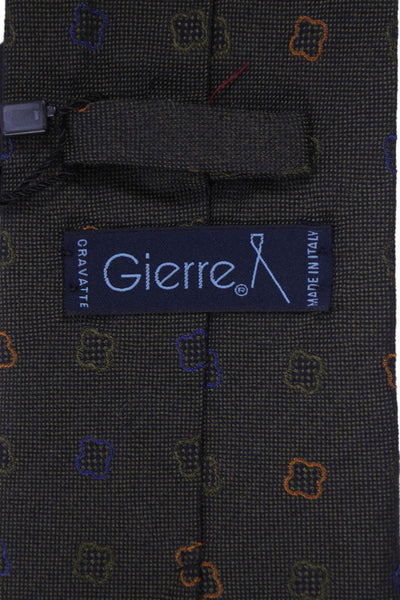 Gierre Mens Geometric Print Classic Tie Green