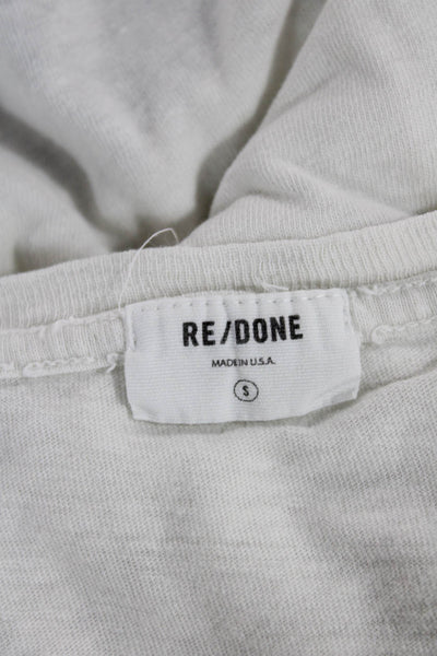 Re/Done Women Basic T-Shirt White Cotton Crew Neck Short Sleeve Size S