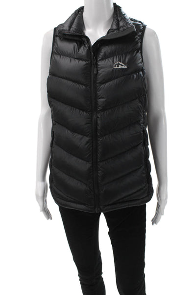 LL Bean Women Quilted Nylon Zip Vest Black Size XS