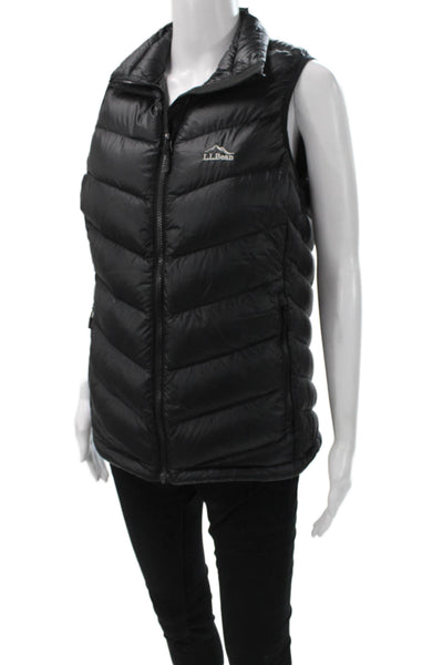 LL Bean Women Quilted Nylon Zip Vest Black Size XS