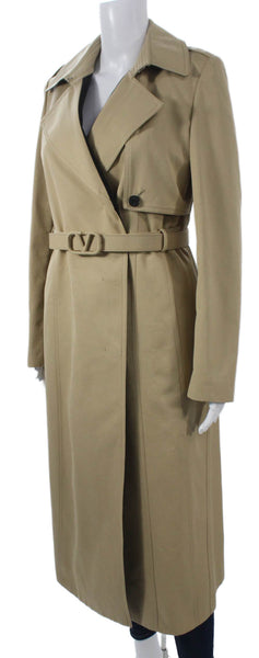 Valentino Womens Beige Trench Coat Buckle Long Sleeve Size 42