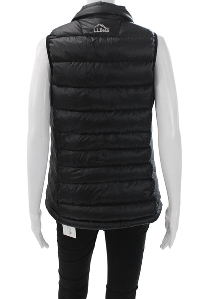 LL Bean Women Quilted Nylon Zip Vest Black Size XS