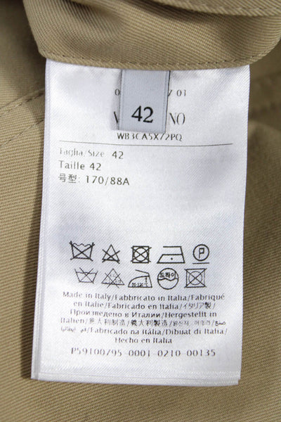Valentino Womens Beige Trench Coat Buckle Long Sleeve Size 42