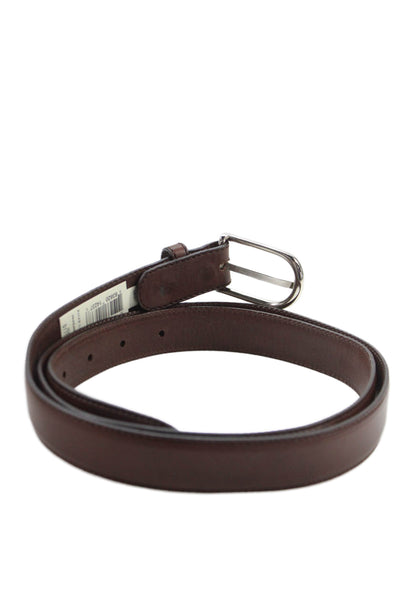 Ralph Lauren Womens Leather Silver Tone Buckle Classic Belt Brown Size 40