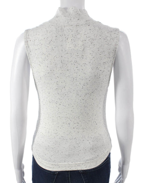 Varley Women Basic Mock Neck Tank Spotted Modal Sleeveless White Size XS