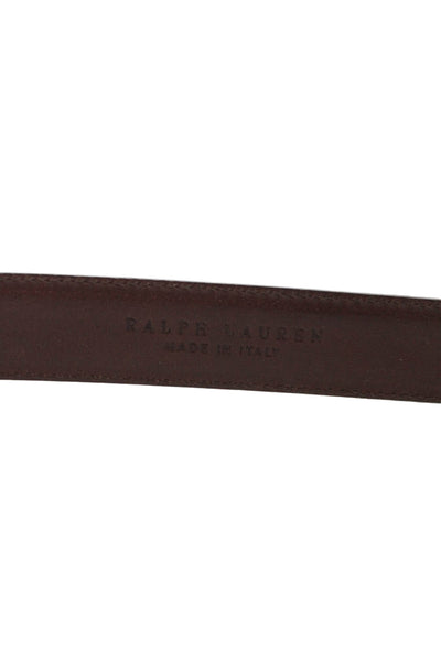 Ralph Lauren Womens Leather Silver Tone Buckle Classic Belt Brown Size 40