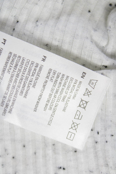 Varley Women Basic Mock Neck Tank Spotted Modal Sleeveless White Size XS