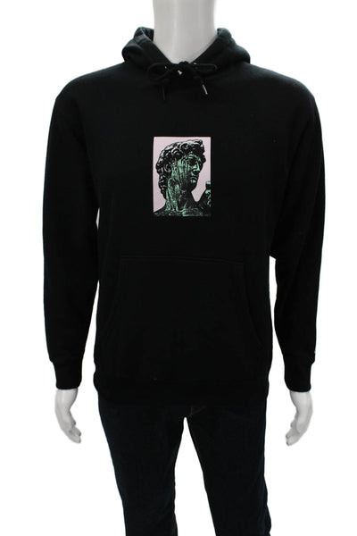 Obey Mens Pullover Hoodie Black Cotton Graphic Art Long Sleeve Size S