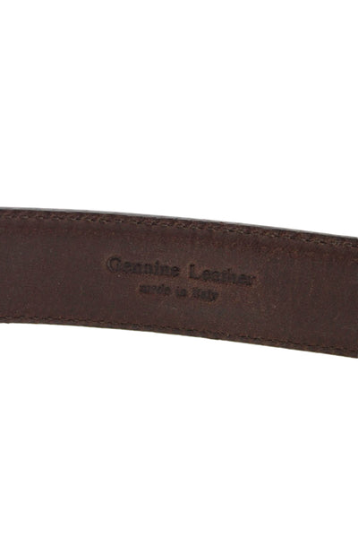 Ralph Lauren Womens Leather Silver Tone Buckle Classic Belt Brown Size 40
