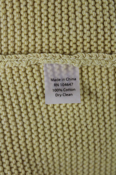 Kinross Women Yellow Cotton Collared 3/4 Sleeve Cardigan Size S