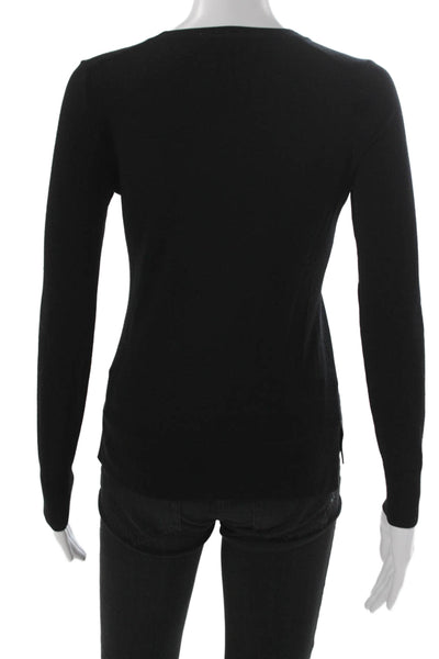Theory Womens Black Wool Pullover Sweater Crew Neck Long Sleeve Size PP