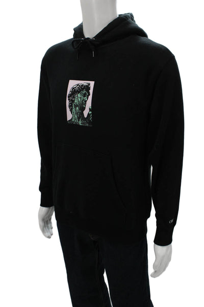 Obey Mens Pullover Hoodie Black Cotton Graphic Art Long Sleeve Size S