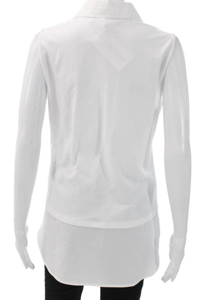 Hinson Wu Women Tunic Collared Sleeveless Cotton White Size S