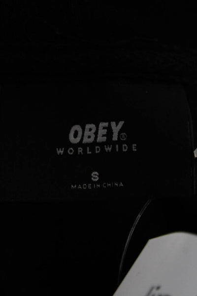Obey Mens Pullover Hoodie Black Cotton Graphic Art Long Sleeve Size S