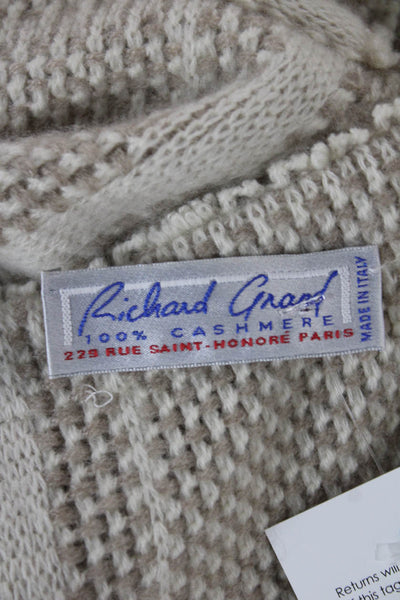Richard Grand Womens Cashmere Beige Striped Cardigan Longsleeve Size S