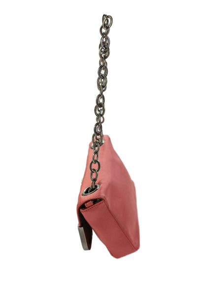 BCBG Max Azria Womens Satin Turnlock Satchel Shoulder Handbag Coral Pink