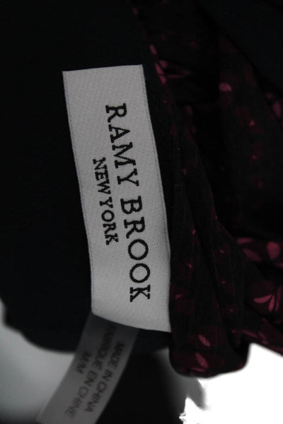 Ramy Brook Women Basic Halter Tank Black Geometric Tie Sleeveless Size M