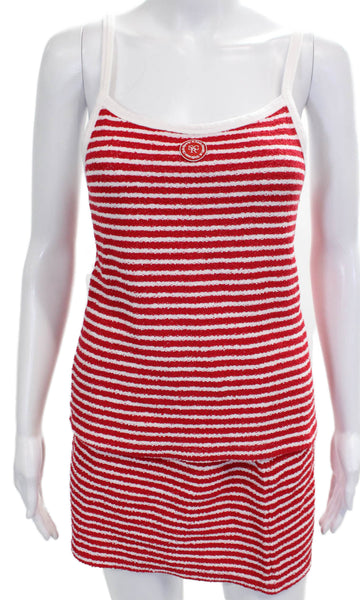 Sporty & Rich Womens Striped Tank Top Skirt Set Red White Size Large/Medium