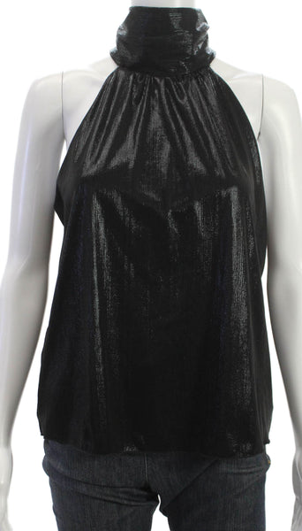 Wildfox Womens Black Halter Button Polyester Sleeveless Blouse Size M