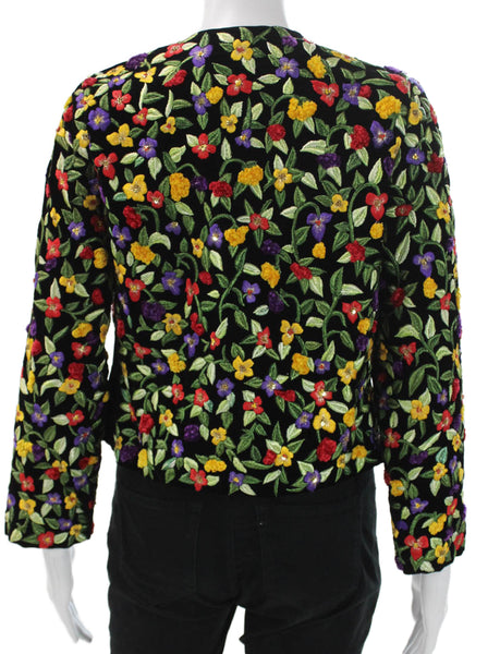 Spaghetti Boys Womens Basic Velvet Floral Jacket Black Size S