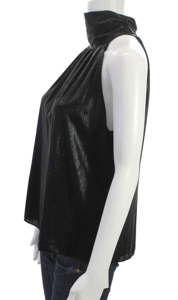 Wildfox Womens Black Halter Button Polyester Sleeveless Blouse Size M