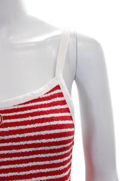 Sporty & Rich Womens Striped Tank Top Skirt Set Red White Size Large/Medium