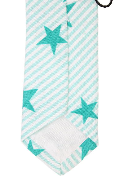 Designer Mens Geometric Star Print Classic Tie Blue