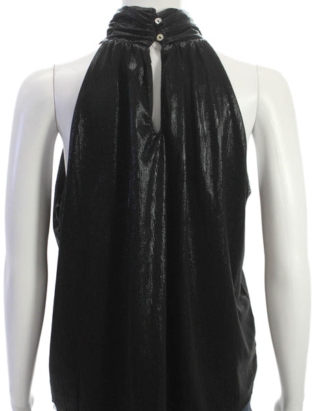 Wildfox Womens Black Halter Button Polyester Sleeveless Blouse Size M