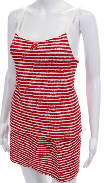 Sporty & Rich Womens Striped Tank Top Skirt Set Red White Size Large/Medium