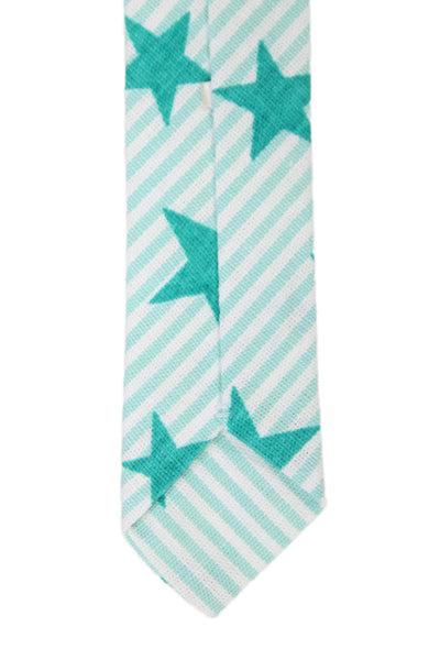 Designer Mens Geometric Star Print Classic Tie Blue