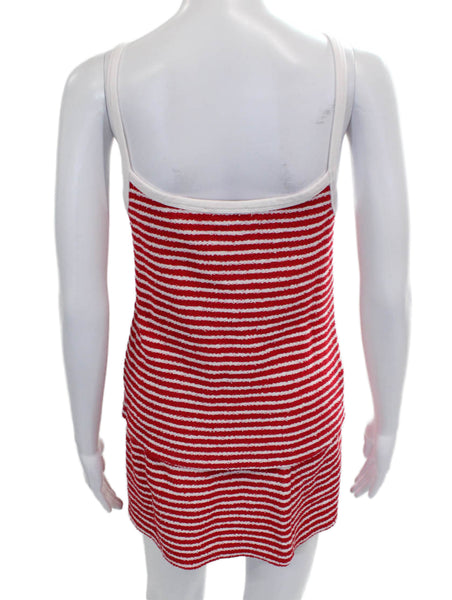 Sporty & Rich Womens Striped Tank Top Skirt Set Red White Size Large/Medium