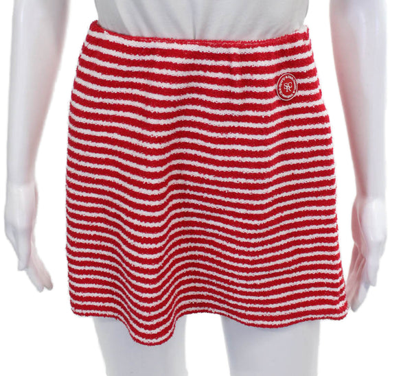 Sporty & Rich Womens Striped Tank Top Skirt Set Red White Size Large/Medium