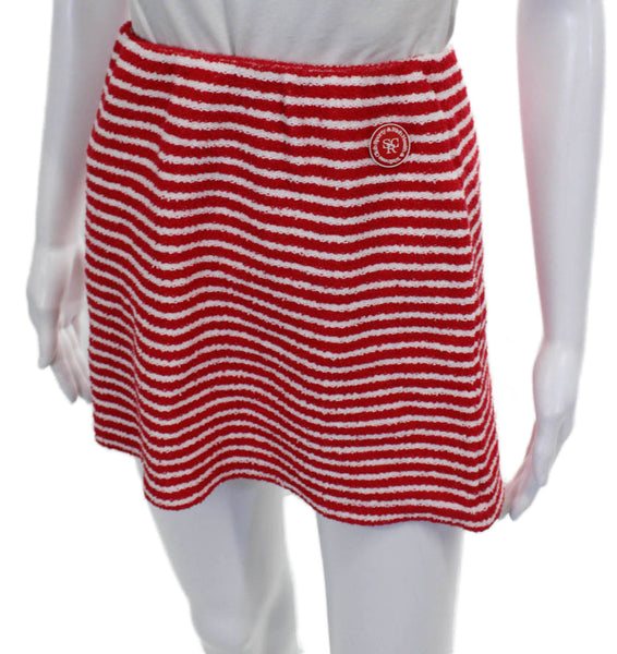 Sporty & Rich Womens Striped Tank Top Skirt Set Red White Size Large/Medium