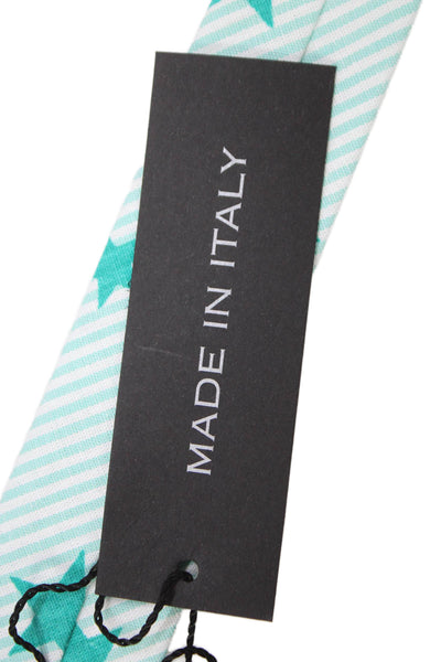 Designer Mens Geometric Star Print Classic Tie Blue