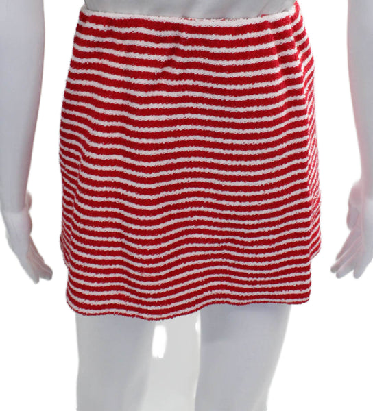 Sporty & Rich Womens Striped Tank Top Skirt Set Red White Size Large/Medium