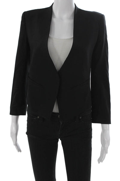 Helmut Lang Womens Buttoned Cropped Blazer Jacket Black Size 0