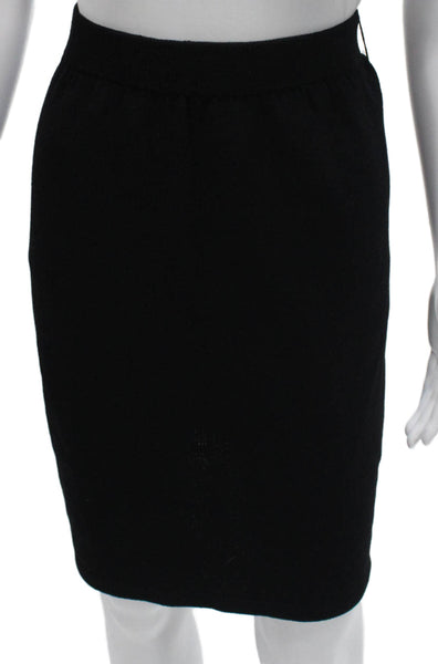 St. John Women Black Wool Straight Pencil Skirt Pull On Short Size 10