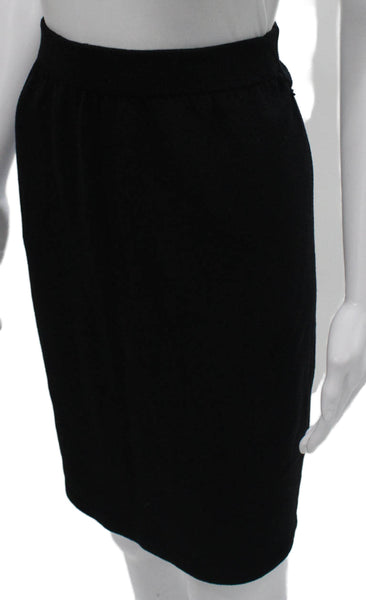 St. John Women Black Wool Straight Pencil Skirt Pull On Short Size 10