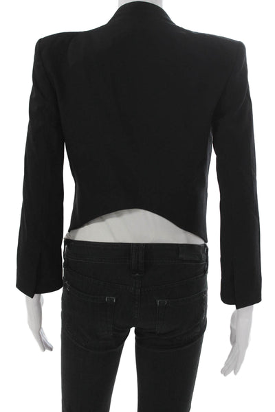 Helmut Lang Womens Buttoned Cropped Blazer Jacket Black Size 0