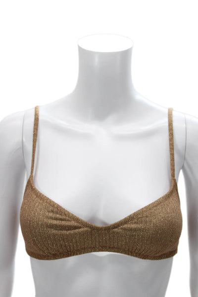 J Crew Womens Gold Striped Polyamide Bikini Size M