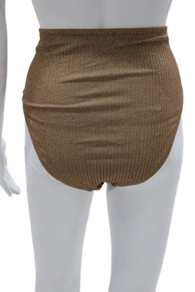J Crew Womens Gold Striped Polyamide Bikini Size M