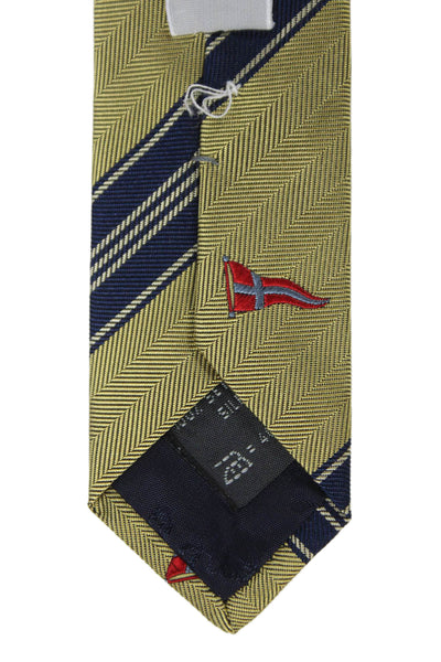 Designer Mens Graphic Boat Print Classic Tie Yellow